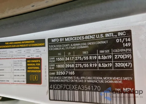 2014 Mercedes-Benz Gl 450 4Matic z USA, uszkodzony, nr VIN 4JGDF7CEXEA354170